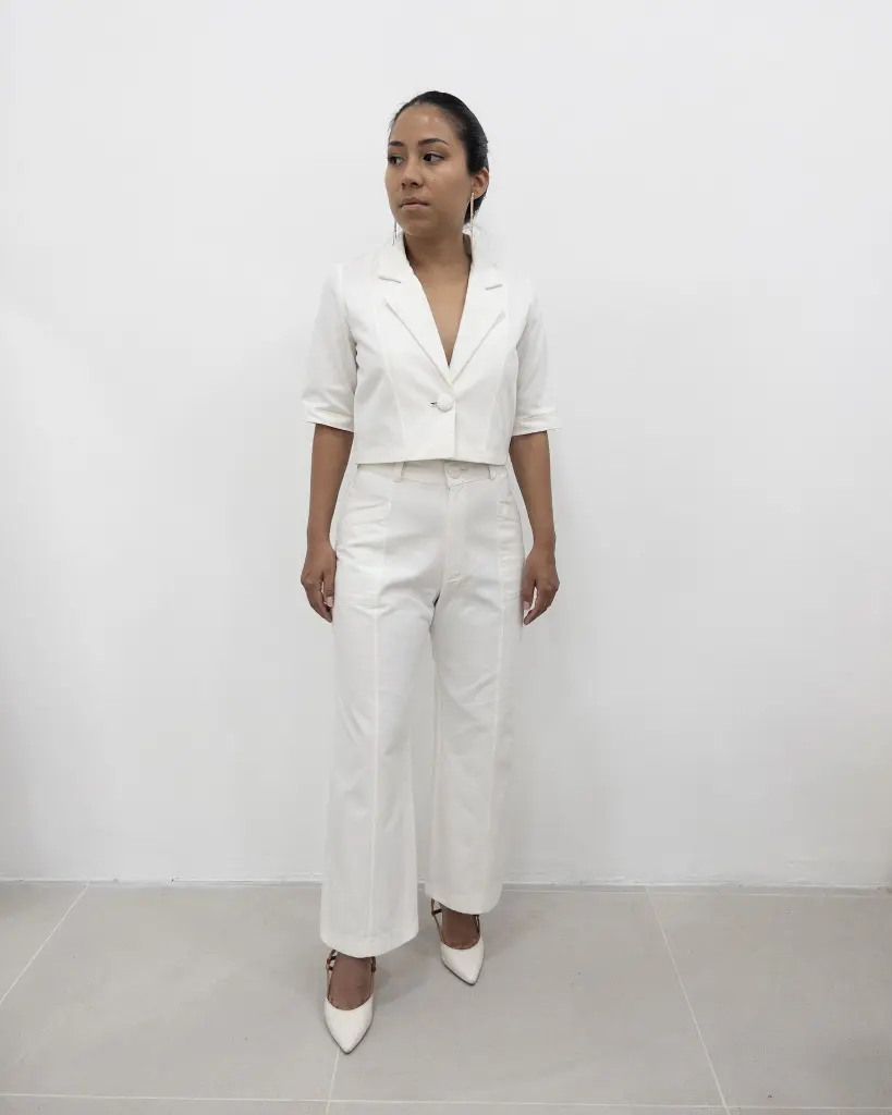 Conjunto marfil - chaqueta y pantalon de algodón - colección SABANA.webp